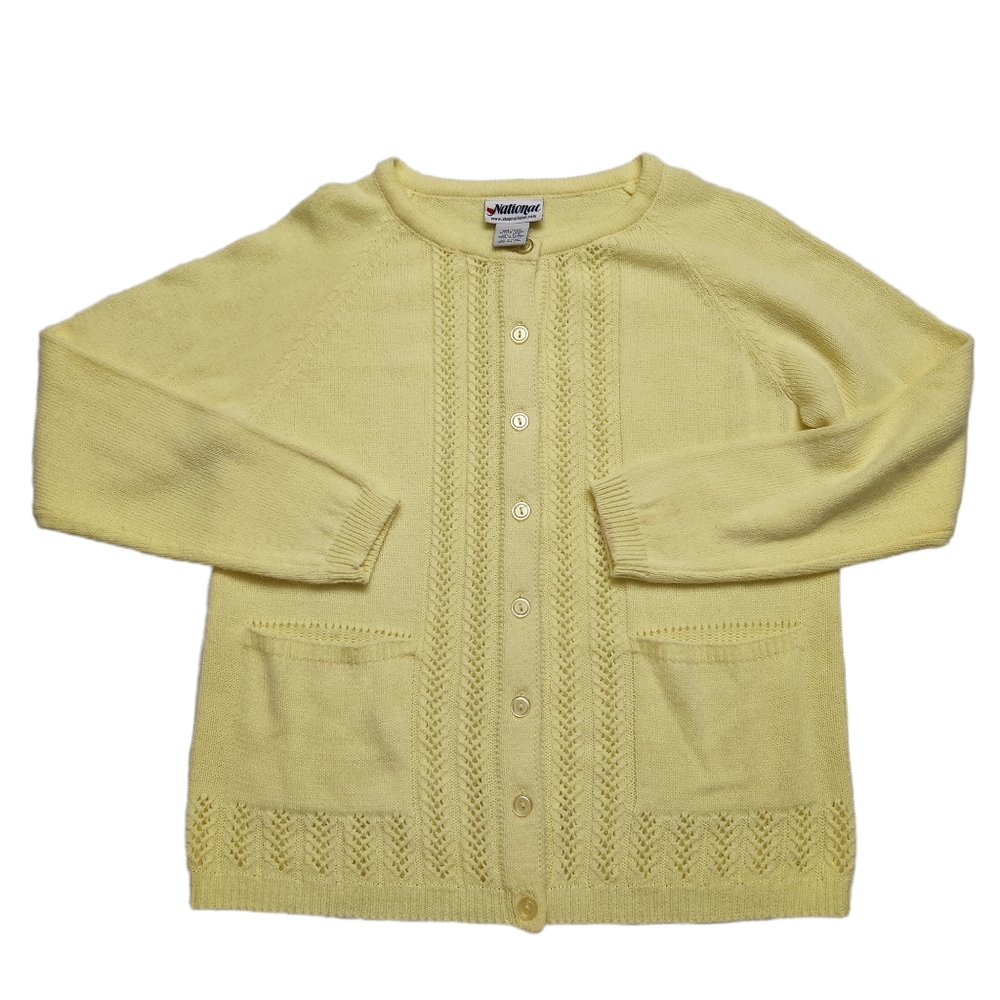Vintage Knitted Sweater Womens Button Up Cardigan Size PS Petite Small